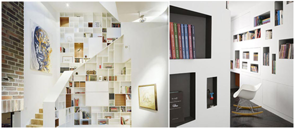 Bookshelves seen on Bookshelf Porn